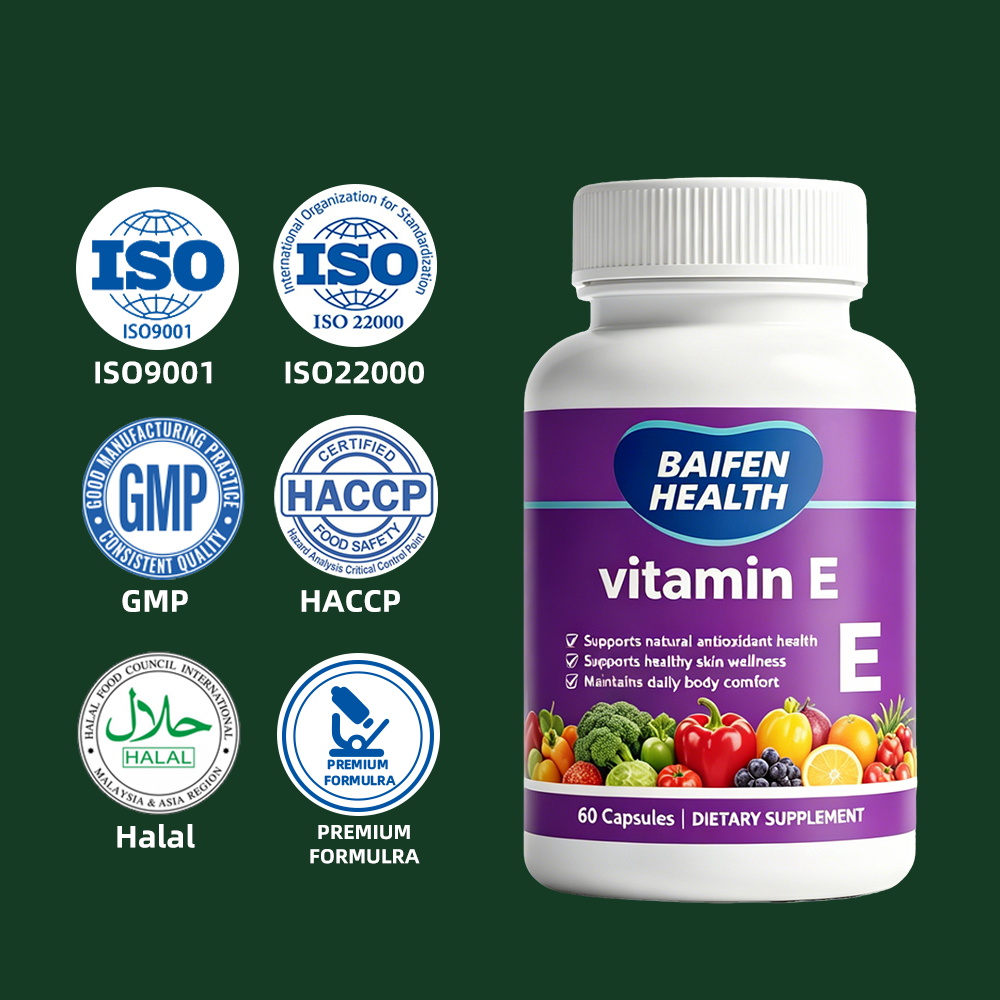 OEM/ODM Private Label Cosmetic Grade Natural Vitamin E Capsules Pure Tocopherol Raw Material for Adult Use Skincare Formulation