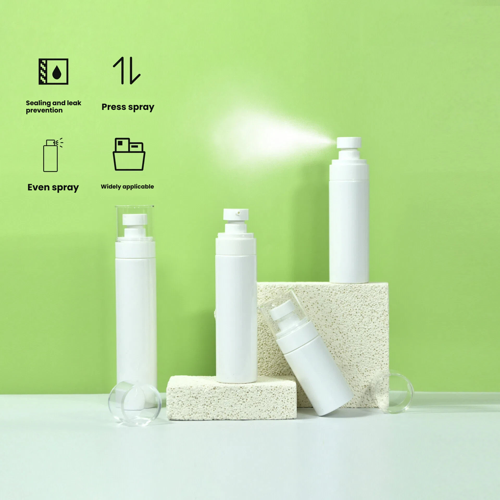 37mm Cylindrical T-type Spray Bottle White 50ml Baby Skincare Portioning PET Press-type Spray Bottle OEM/ODM Customization Silk