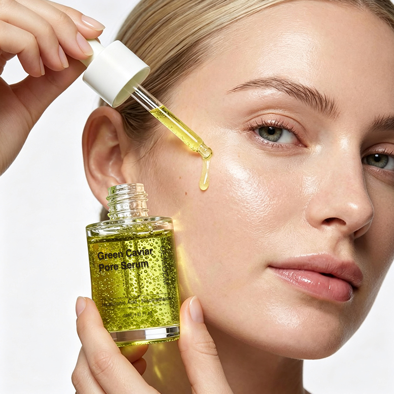 OEM Hyaluronic Acid Niacinamide Green Caviar Serum Pore Minimizer Firming Face Serum