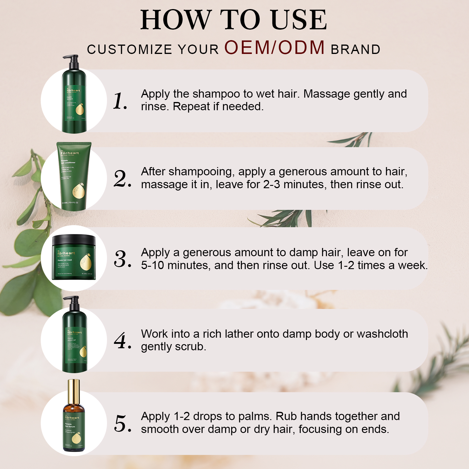Custom Private Label Organic Natural Sulfate Free Vitamin B6 And Pomelo Shampoo And Conditioner For Stimulate Hair Growth