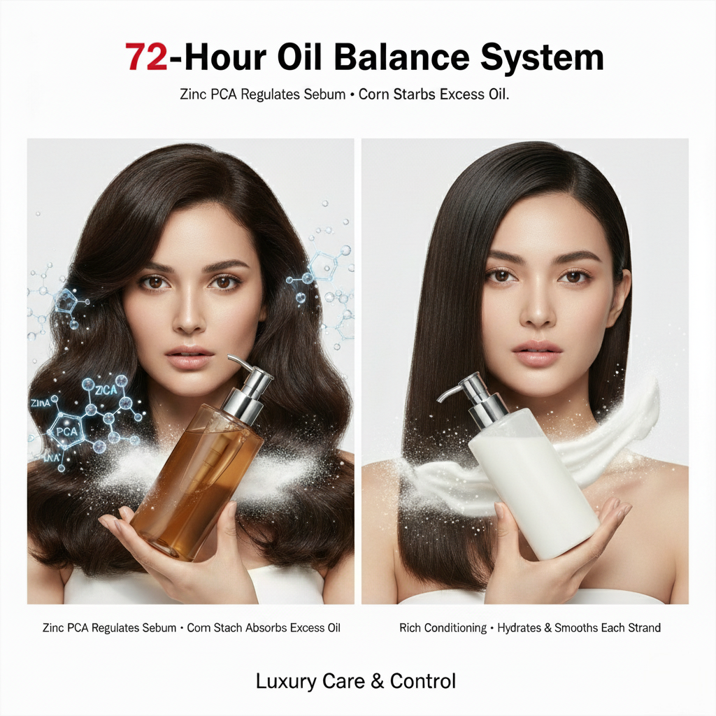 Cosmetic ODM Oil Control Haircare Shampoo Custom Logo With Amino Acid Herbal Formula Seventy Two Hour Oil Control Three D Lift