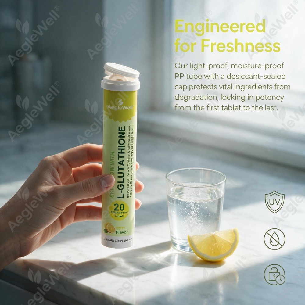 Private Label L Glutathione Effervescent Tablet Lemon Flavor Skin Care Beauty Supplement 20 Tablets Custom Formula Wholesale