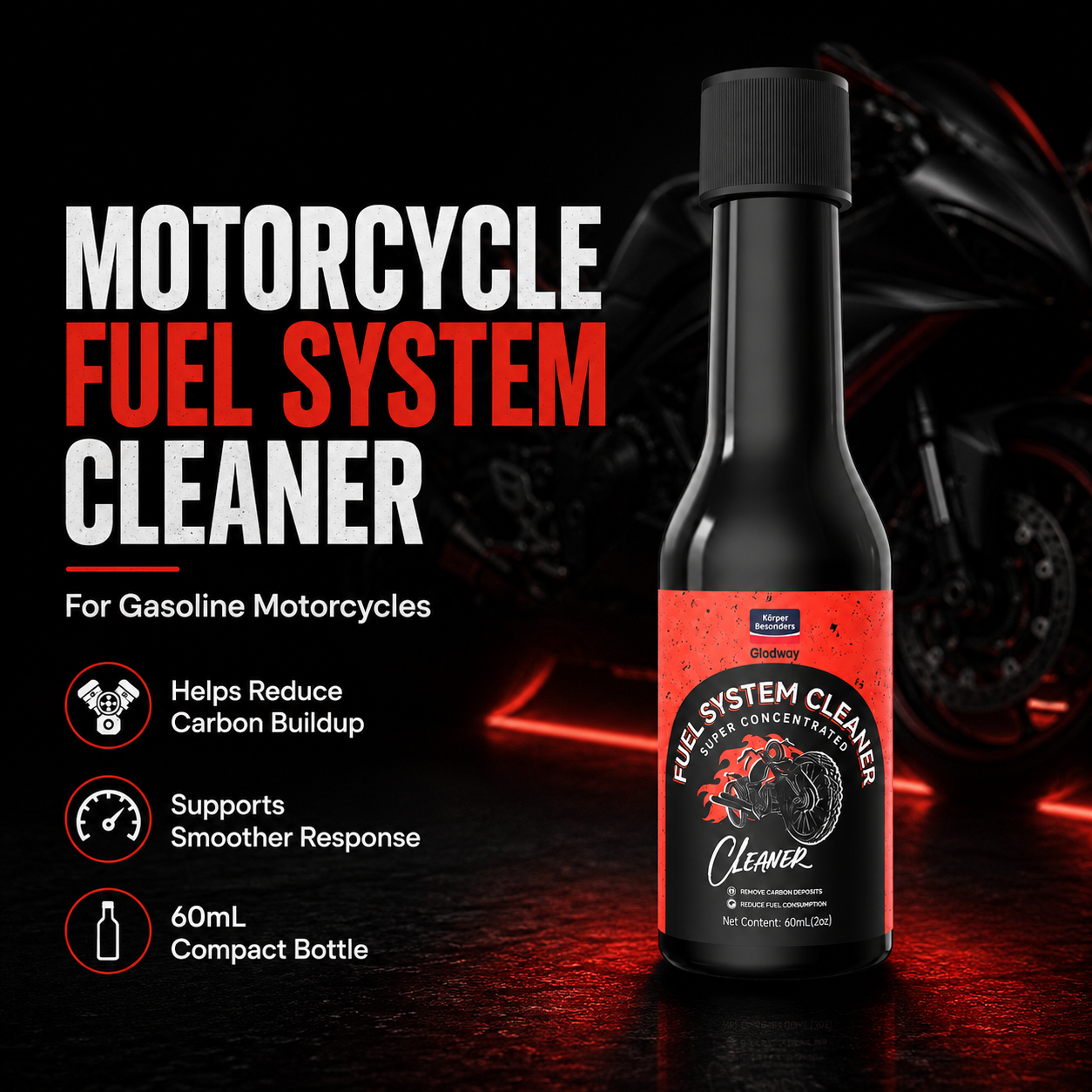 Commercial Injection Cleaner Petrol Formula for Motorcycle and Car Engine Care Retail Supply Bottle Pack Fuel Additive