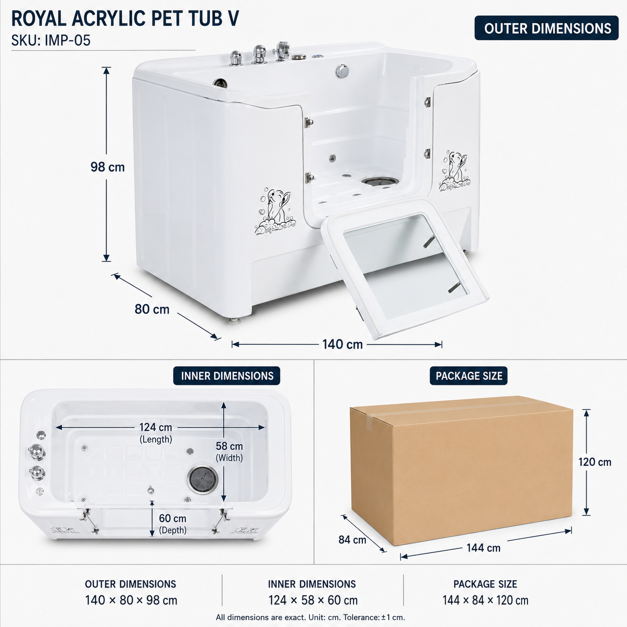 Commercial Chemical-Free Rapid Deep Cleaning Acrylic Pet Grooming Spa Equipment