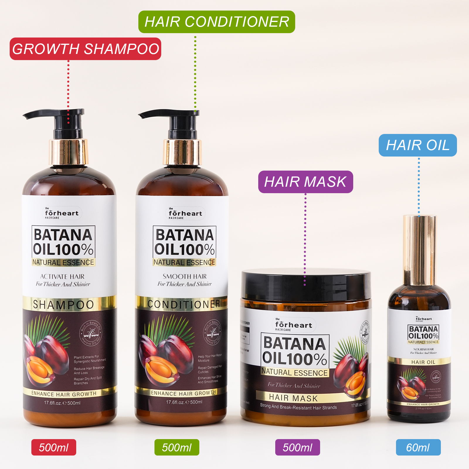 Private Label Shampoo Hair Care Product Set Organic 100% Batana Oil Original Shampoo And Custom Stock Wholesale Shampoo Set