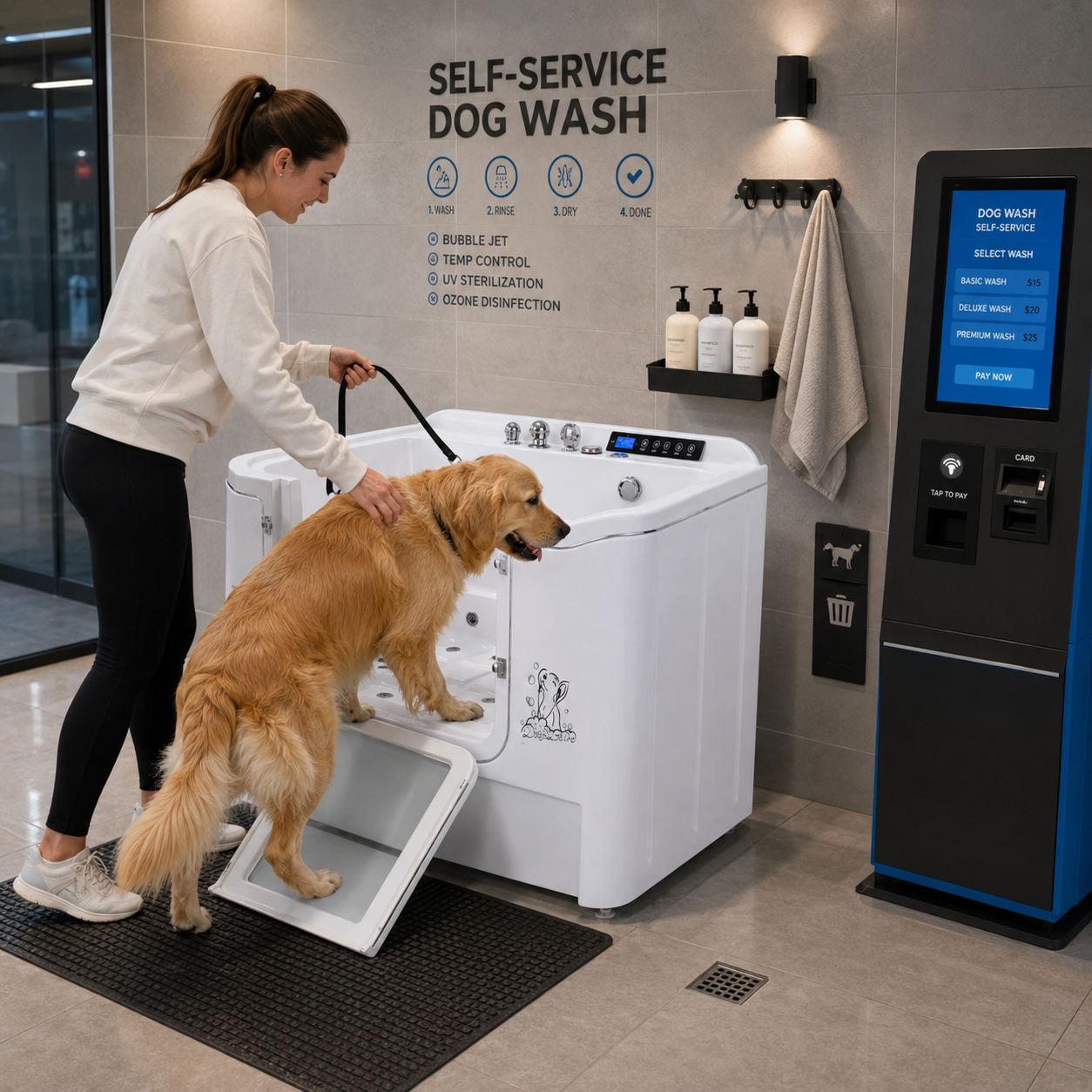 Commercial Chemical-Free Rapid Deep Cleaning Acrylic Pet Grooming Spa Equipment