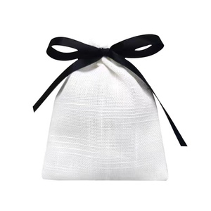 Custom logo Luxury Drawstring Bags Soft Linen Cotton Muslin Pouch with Double String