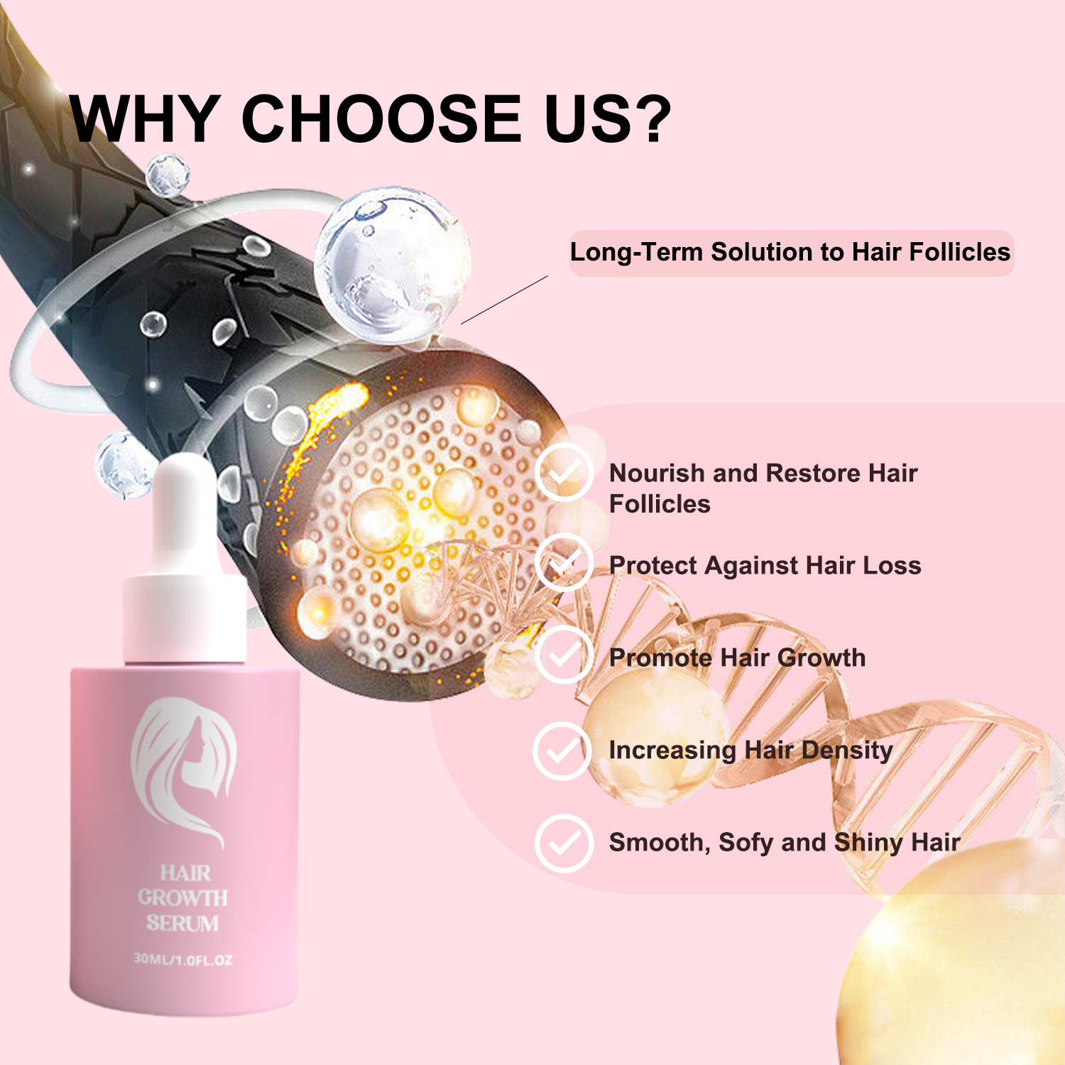 Wholesale Advanced Organic Biotin Natural Hair Serum Growth Oil Fast Hair Grow Treatment Private Label Hair Growth Serum