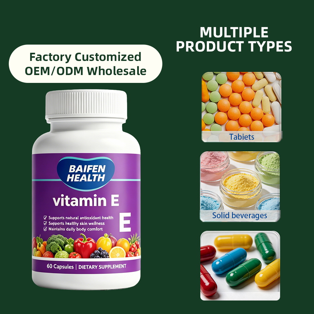 OEM/ODM Private Label Cosmetic Grade Natural Vitamin E Capsules Pure Tocopherol Raw Material for Adult Use Skincare Formulation
