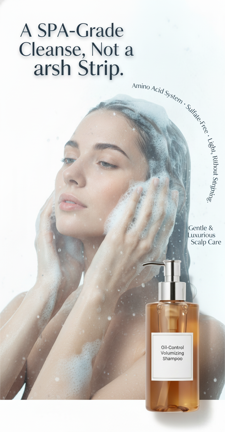 Cosmetic ODM Oil Control Haircare Shampoo Custom Logo With Amino Acid Herbal Formula Seventy Two Hour Oil Control Three D Lift