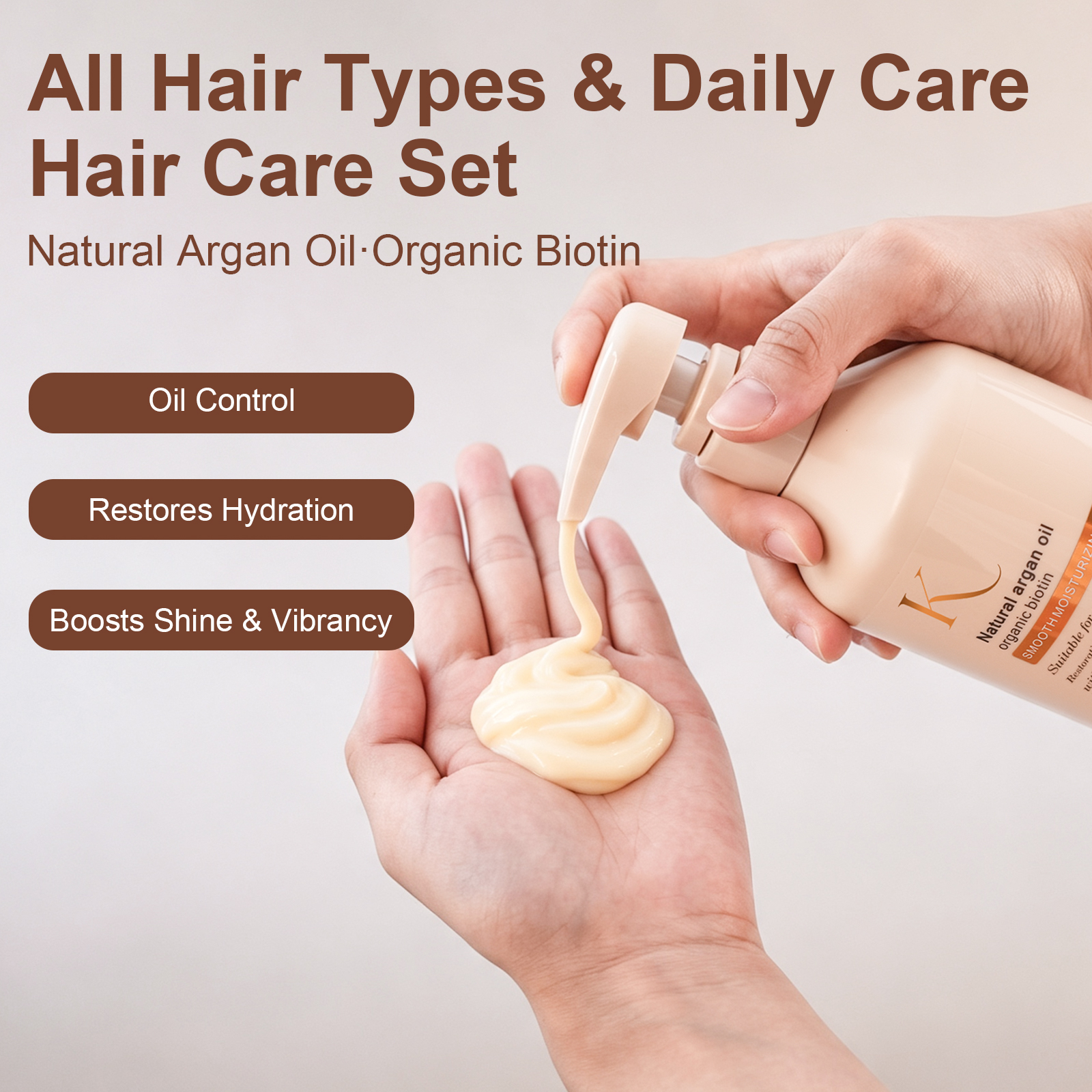 Private Label Natural Argan Oil Shampoo Conditioner For Smooth Moisturizing Hydrating Shampoo Oil Control Shampoo OEM ODM