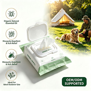 Custom Logo Organic Natural Essential Oil Anti Mosquito Dog Grooming Pet Wet Wipes
