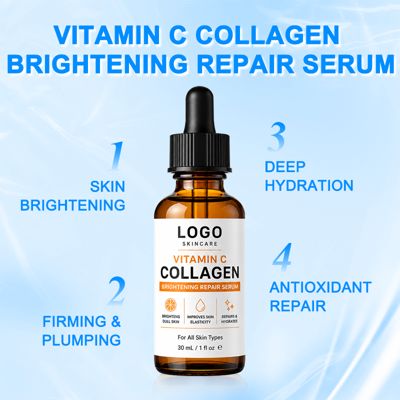 Private Label Vitamin C &amp; E Face Serum 30ml Natural Ascorbic Acid Collagen Hyaluronic Acid Whitening Anti-Aging Skin Care