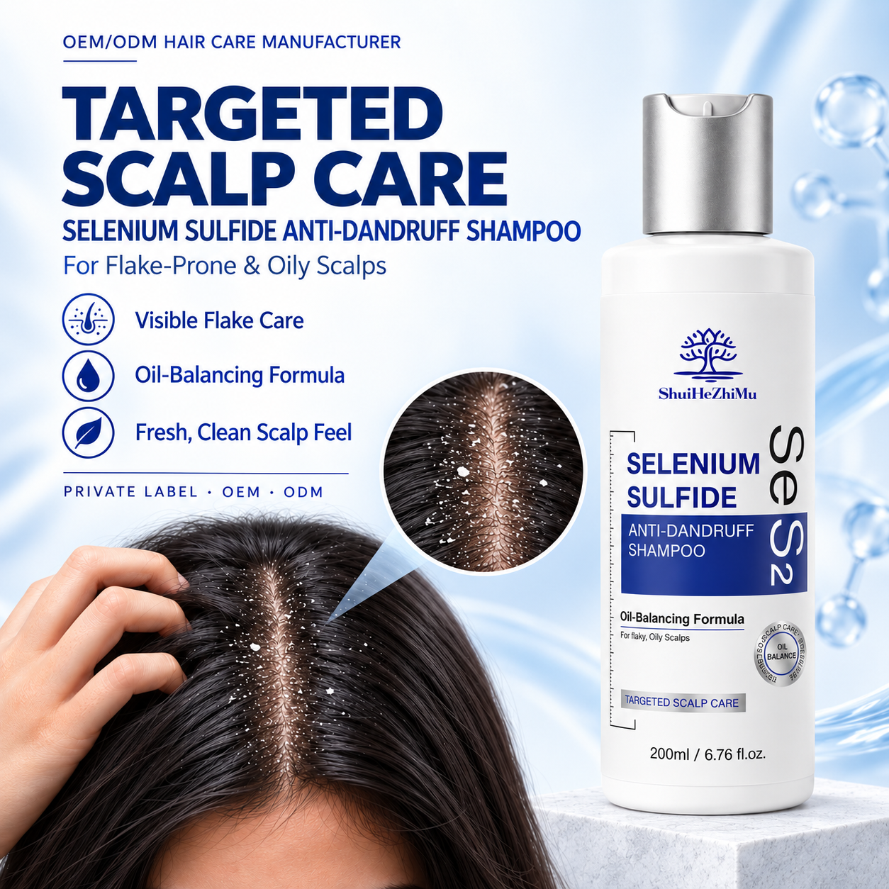 Custom Formula Selenium Disulphide Shampoo Dual Zinc Panthenol Scalp Cleansing Oil Control Private Label OEM ODM Manufacturer
