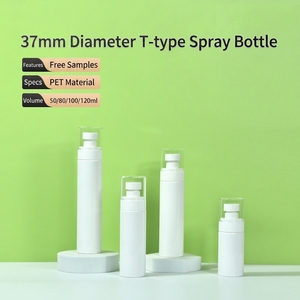 37mm Cylindrical T-type Spray Bottle White 50ml Baby Skincare Portioning PET Press-type Spray Bottle OEM/ODM Customization Silk