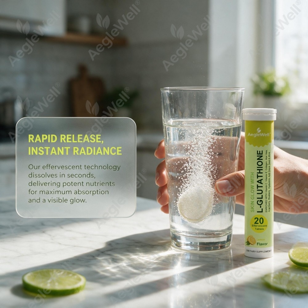 Private Label L Glutathione Effervescent Tablet Lemon Flavor Skin Care Beauty Supplement 20 Tablets Custom Formula Wholesale