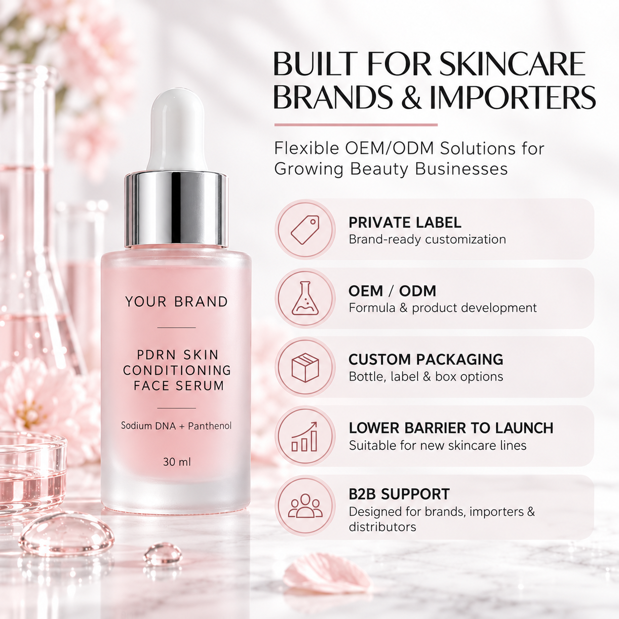 PDRN Skin Conditioning Face Serum Private Label Manufacturer Custom Formulation