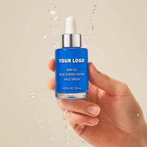 Private Label Anti-Aging Ghk-cu Collagen Face Serum Blue Copper Peptides Lifting Booster