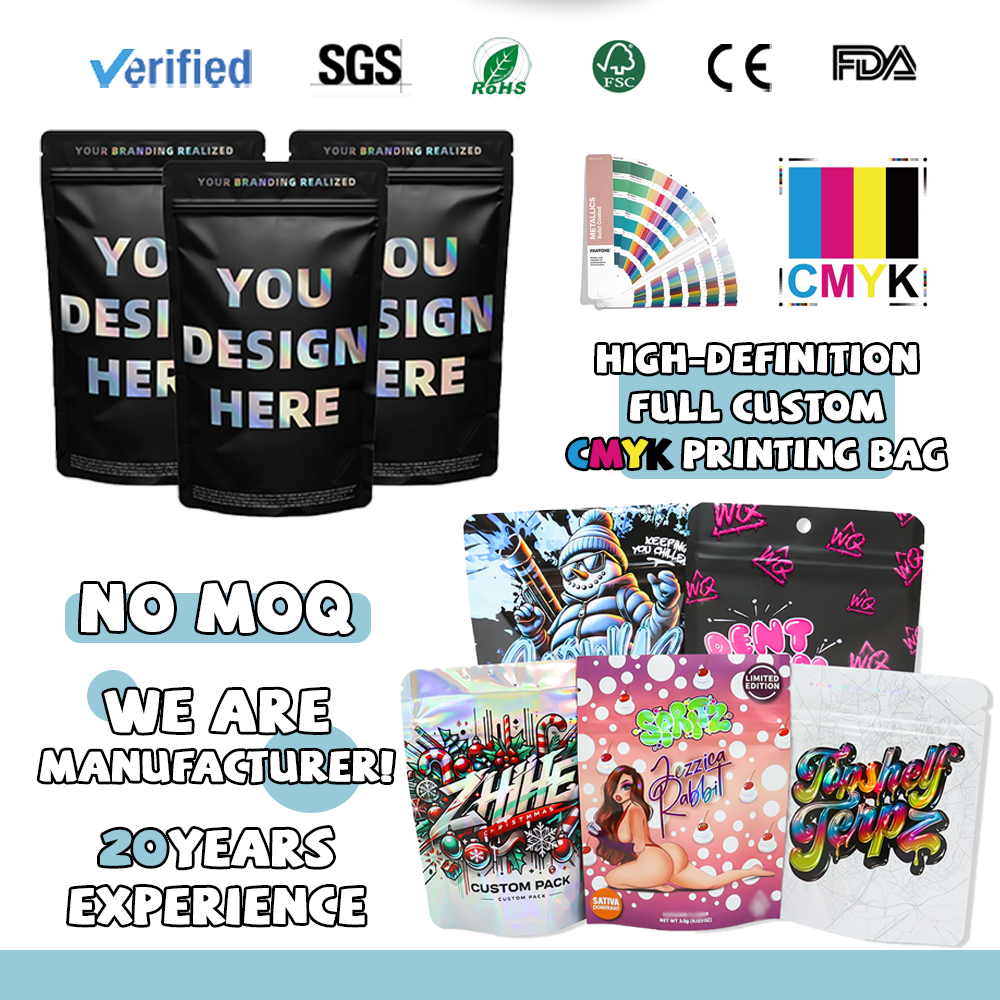Manufacturers Custom Ziplock Mylar Pouch Digital Printing Sachet Packaging Pouch Bags with Personalized Branding
