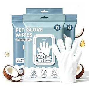 Waterless Wash Deodorizing Pet Wet Wipe Portable Individual Pack Gloves