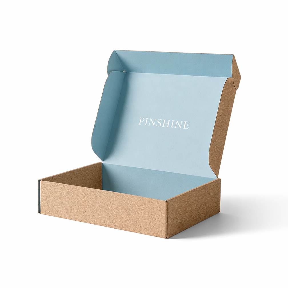 Factory Custom Eco Textured Kraft Light Blue Inner Corrugated Organic Skincare Baby Care Boutique Mailer Box