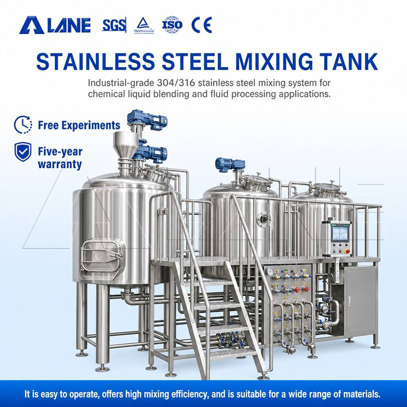 LANE Stainless Steel Mixer Tank Chemical Mixing Tank 1000L Agitator Homogenizing Blending Vessel Equipment Sanitary