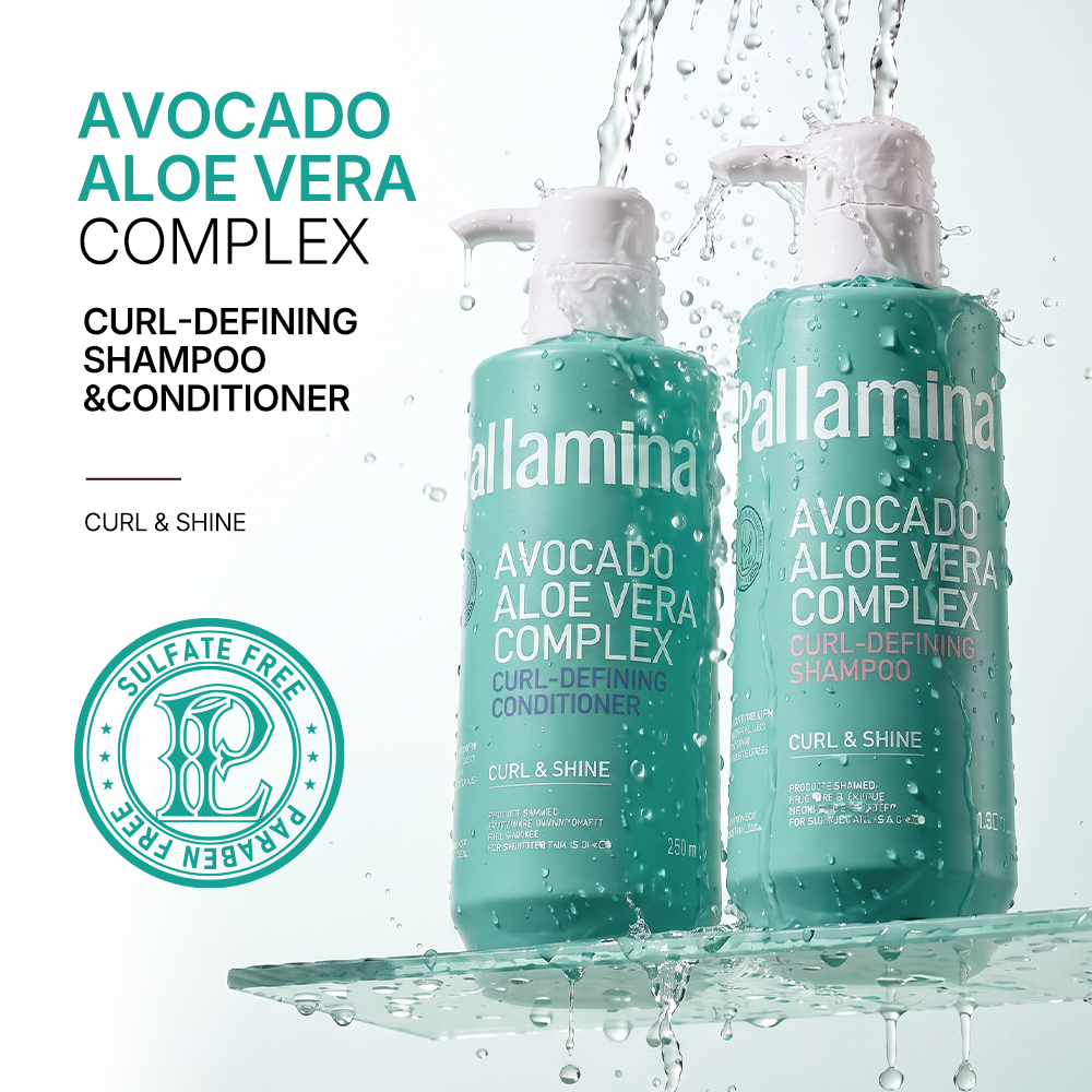Pallamina Avocado Aloe Vera Curl Shine Shampoo And Conditioner Macadamia Jojoba Oil Curly Hair Mask Hair Care Set For Wavy Hair